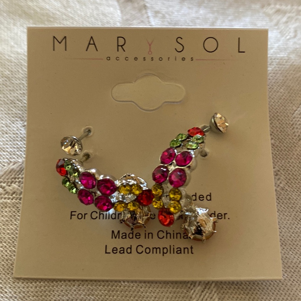 2/$12 Sale.  Marysol Accessories multi colored Rhinestone earrings. Costume